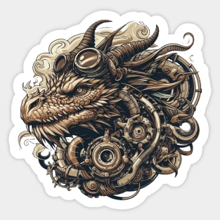 Untamed Steampunk Fantasy Dragon Sticker